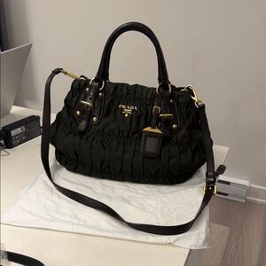 Prada Black Satchel with Gold Accents